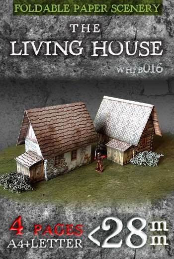 Paper model kit: Fantasy house. Foldable Paper Ccenery System. 28 mm, 1/72, 15 mm, 6mm scale