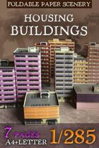 Housing buildings set 1/285. Foldable paper scenery. Housing buildings set 1/285. Foldable paper scenery.
