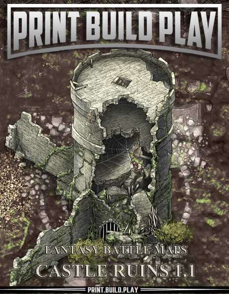 Battle map - CASTLE RUINS 1.1 - Print Build Play | Wargame Vault