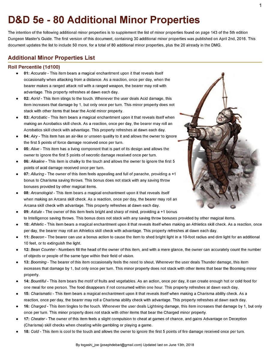 D&d 5e Minor Properties Dmgminew D&d 5e Minor Properties Dmgminew